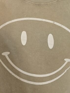 Smiley Graphic Crewneck Dress in Taupe